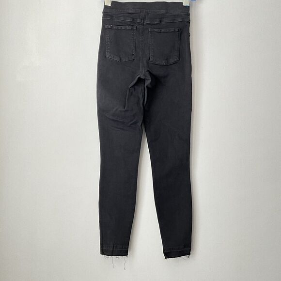 SPANX Jeans Women Size XS Vintage Black Distressed Skinny Raw Hem - Picture 4 of 12